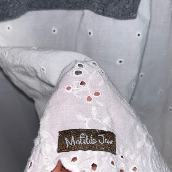 Matilda Jane Top In The Clouds Eyelet Tie Back Half Sleeve Pullover Crewneck - Picture 6 of 14